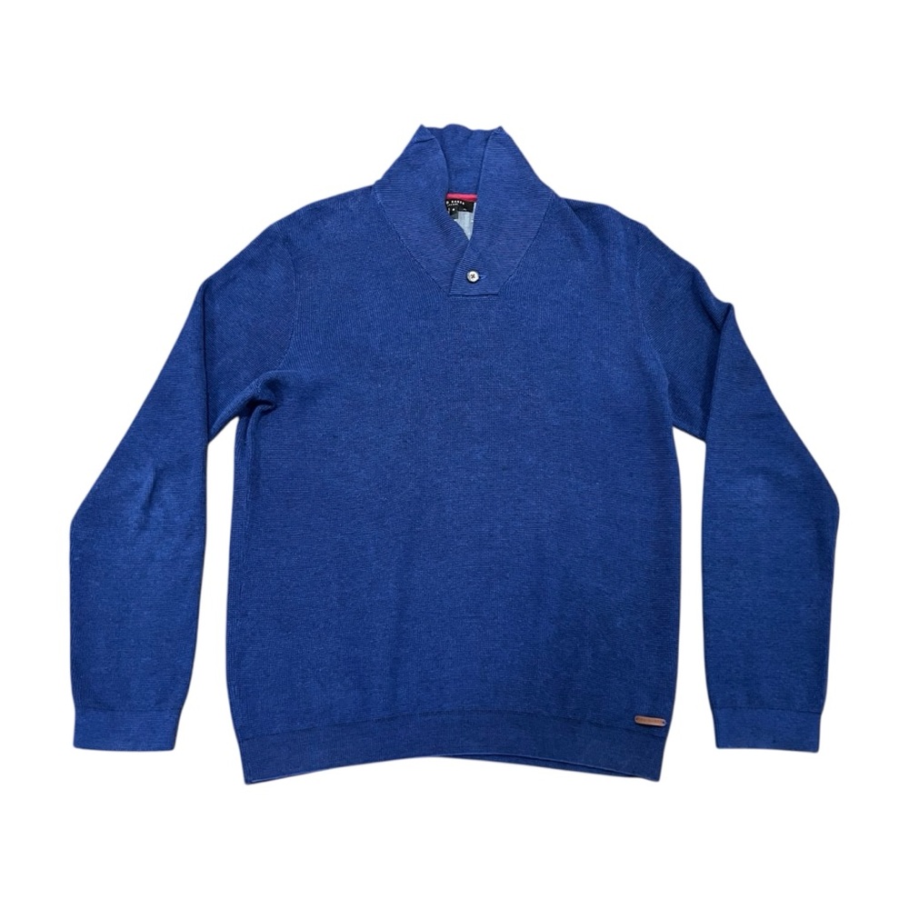 Ted Baker London Men’s Hortie Shawl Neck Pullover‎ Sweater Blue Size 4 (Large)